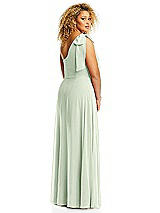 Alt View 3 Thumbnail - Mint Green Draped One-Shoulder Maxi Dress with Scarf Bow