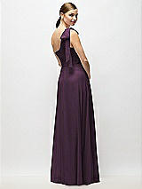 Alt View 6 Thumbnail - Aubergine Draped One-Shoulder Maxi Dress with Scarf Bow