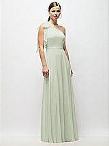 Alt View 4 Thumbnail - Celadon Draped One-Shoulder Maxi Dress with Scarf Bow