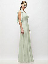 Alt View 5 Thumbnail - Celadon Draped One-Shoulder Maxi Dress with Scarf Bow