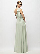 Alt View 6 Thumbnail - Celadon Draped One-Shoulder Maxi Dress with Scarf Bow
