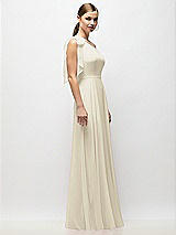 Alt View 5 Thumbnail - Champagne Draped One-Shoulder Maxi Dress with Scarf Bow