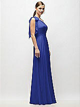 Alt View 5 Thumbnail - Cobalt Blue Draped One-Shoulder Maxi Dress with Scarf Bow
