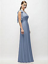 Alt View 5 Thumbnail - Larkspur Blue Draped One-Shoulder Maxi Dress with Scarf Bow