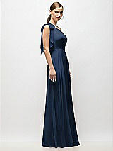 Alt View 5 Thumbnail - Midnight Navy Draped One-Shoulder Maxi Dress with Scarf Bow