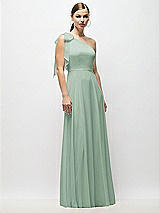 Alt View 4 Thumbnail - Seagrass Draped One-Shoulder Maxi Dress with Scarf Bow
