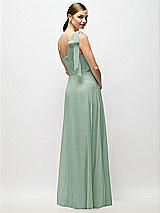 Alt View 6 Thumbnail - Seagrass Draped One-Shoulder Maxi Dress with Scarf Bow