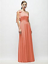 Alt View 4 Thumbnail - Terracotta Copper Draped One-Shoulder Maxi Dress with Scarf Bow