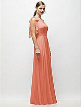 Alt View 5 Thumbnail - Terracotta Copper Draped One-Shoulder Maxi Dress with Scarf Bow