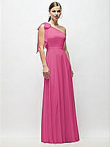 Alt View 4 Thumbnail - Tea Rose Draped One-Shoulder Maxi Dress with Scarf Bow