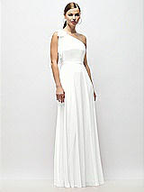 Alt View 4 Thumbnail - White Draped One-Shoulder Maxi Dress with Scarf Bow