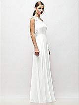 Alt View 5 Thumbnail - White Draped One-Shoulder Maxi Dress with Scarf Bow
