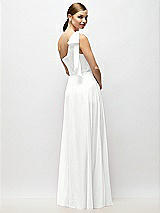 Alt View 6 Thumbnail - White Draped One-Shoulder Maxi Dress with Scarf Bow