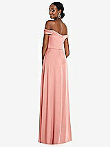 Alt View 3 Thumbnail - Rose Off-the-Shoulder Flounce Sleeve Empire Waist Gown with Front Slit