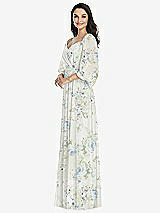 Front View Thumbnail - Bleu Garden Off-the-Shoulder Puff Sleeve Maxi Dress with Front Slit