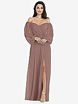 Side View Thumbnail - Sienna Off-the-Shoulder Puff Sleeve Maxi Dress with Front Slit