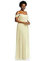 Alt View 2 Thumbnail - Butter Yellow Off-the-Shoulder Basque Neck Maxi Dress with Flounce Sleeves