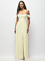 Alt View 4 Thumbnail - Butter Yellow Off-the-Shoulder Basque Neck Maxi Dress with Flounce Sleeves