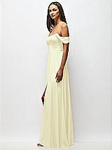 Alt View 5 Thumbnail - Butter Yellow Off-the-Shoulder Basque Neck Maxi Dress with Flounce Sleeves