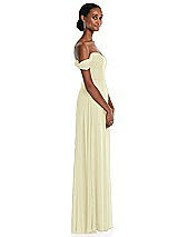 Side View Thumbnail - Butter Yellow Off-the-Shoulder Basque Neck Maxi Dress with Flounce Sleeves