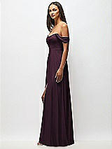 Alt View 5 Thumbnail - Deep Plum Off-the-Shoulder Basque Neck Maxi Dress with Flounce Sleeves