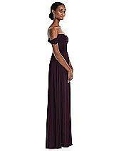 Side View Thumbnail - Deep Plum Off-the-Shoulder Basque Neck Maxi Dress with Flounce Sleeves