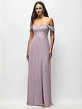 Alt View 4 Thumbnail - Lilac Dusk Off-the-Shoulder Basque Neck Maxi Dress with Flounce Sleeves