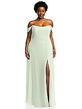Alt View 1 Thumbnail - Mint Green Off-the-Shoulder Basque Neck Maxi Dress with Flounce Sleeves