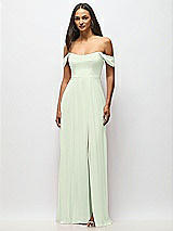Alt View 4 Thumbnail - Mint Green Off-the-Shoulder Basque Neck Maxi Dress with Flounce Sleeves