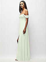 Alt View 5 Thumbnail - Mint Green Off-the-Shoulder Basque Neck Maxi Dress with Flounce Sleeves