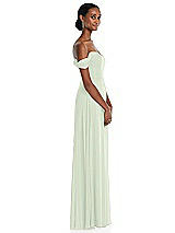 Side View Thumbnail - Mint Green Off-the-Shoulder Basque Neck Maxi Dress with Flounce Sleeves