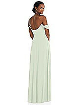 Rear View Thumbnail - Mint Green Off-the-Shoulder Basque Neck Maxi Dress with Flounce Sleeves