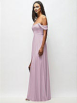 Alt View 5 Thumbnail - Suede Rose Off-the-Shoulder Basque Neck Maxi Dress with Flounce Sleeves