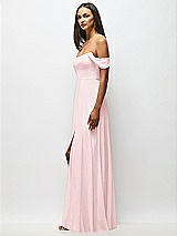 Alt View 5 Thumbnail - Ballet Pink Off-the-Shoulder Basque Neck Maxi Dress with Flounce Sleeves
