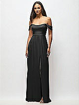 Alt View 4 Thumbnail - Black Off-the-Shoulder Basque Neck Maxi Dress with Flounce Sleeves