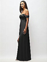 Alt View 5 Thumbnail - Black Off-the-Shoulder Basque Neck Maxi Dress with Flounce Sleeves