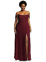 Alt View 1 Thumbnail - Cabernet Off-the-Shoulder Basque Neck Maxi Dress with Flounce Sleeves