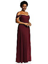 Alt View 2 Thumbnail - Cabernet Off-the-Shoulder Basque Neck Maxi Dress with Flounce Sleeves