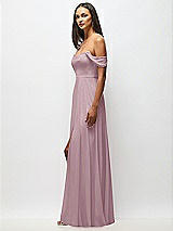 Alt View 5 Thumbnail - Dusty Rose Off-the-Shoulder Basque Neck Maxi Dress with Flounce Sleeves