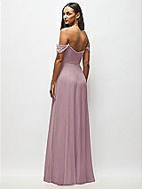 Alt View 6 Thumbnail - Dusty Rose Off-the-Shoulder Basque Neck Maxi Dress with Flounce Sleeves