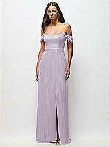 Alt View 4 Thumbnail - Lilac Haze Off-the-Shoulder Basque Neck Maxi Dress with Flounce Sleeves