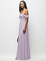 Alt View 5 Thumbnail - Lilac Haze Off-the-Shoulder Basque Neck Maxi Dress with Flounce Sleeves