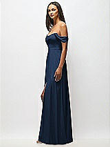 Alt View 5 Thumbnail - Midnight Navy Off-the-Shoulder Basque Neck Maxi Dress with Flounce Sleeves