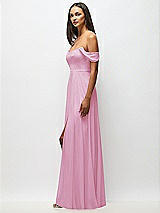 Alt View 5 Thumbnail - Powder Pink Off-the-Shoulder Basque Neck Maxi Dress with Flounce Sleeves