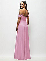 Alt View 6 Thumbnail - Powder Pink Off-the-Shoulder Basque Neck Maxi Dress with Flounce Sleeves
