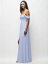 Alt View 5 Thumbnail - Sky Blue Off-the-Shoulder Basque Neck Maxi Dress with Flounce Sleeves