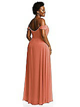 Alt View 3 Thumbnail - Terracotta Copper Off-the-Shoulder Basque Neck Maxi Dress with Flounce Sleeves