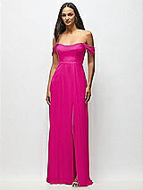 Alt View 4 Thumbnail - Think Pink Off-the-Shoulder Basque Neck Maxi Dress with Flounce Sleeves