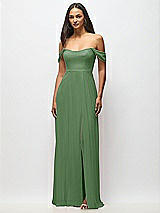 Alt View 4 Thumbnail - Vineyard Green Off-the-Shoulder Basque Neck Maxi Dress with Flounce Sleeves