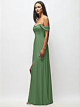 Alt View 5 Thumbnail - Vineyard Green Off-the-Shoulder Basque Neck Maxi Dress with Flounce Sleeves
